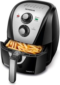 MELHORES AIR FRYER-Fritadeira Sem Óleo Air Fryer 4L, Mondial, Preto/Inox, 1500W, 110V - AFN-40-BI